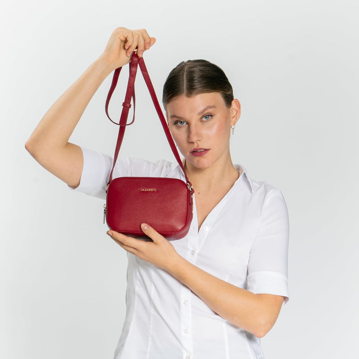 Lazarotti Bologna Leder Umhängetasche Damen | längenverstellbarer Schultergurt | mittelgrosse Crossb