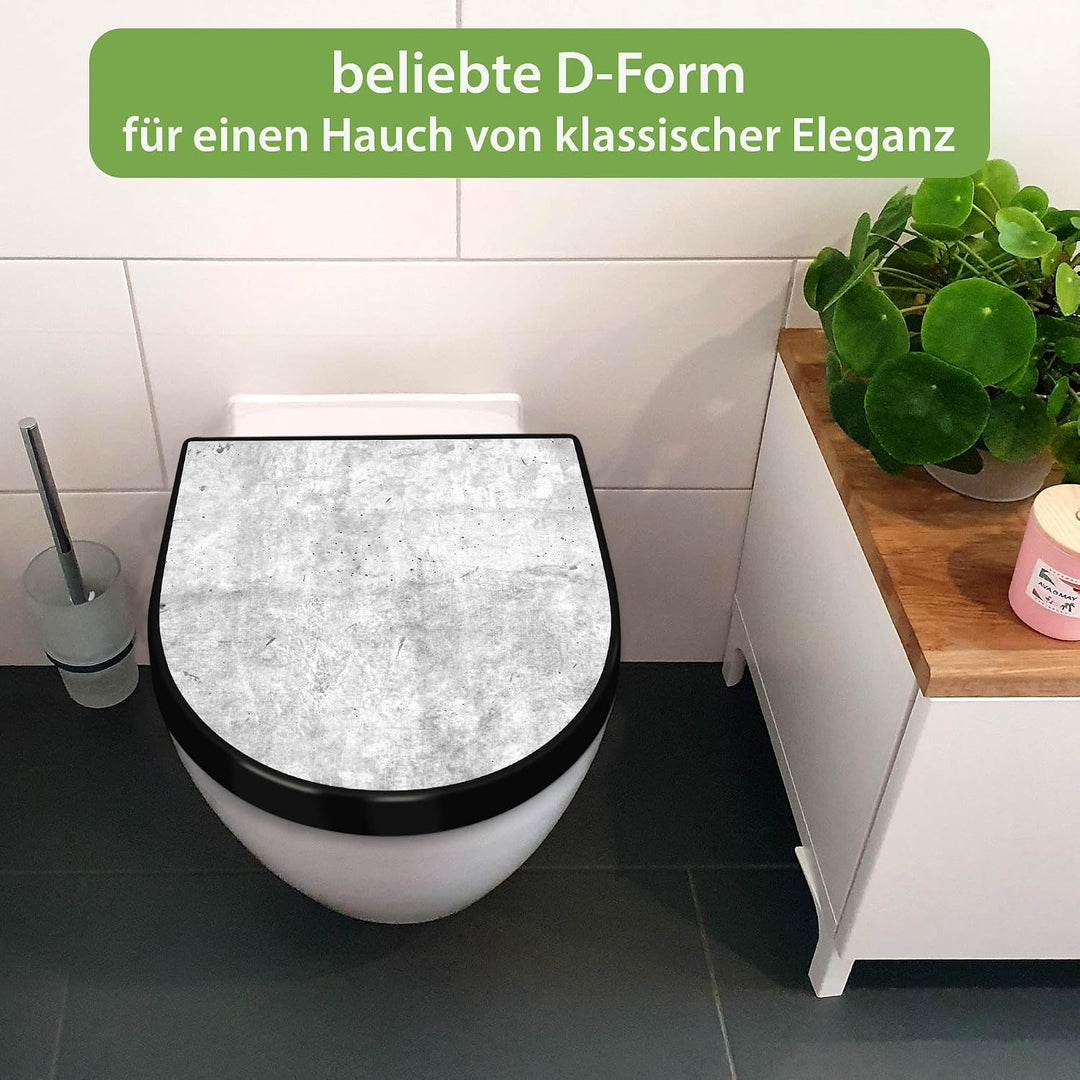 banjado WC Sitz mit Absenkautomatik D Form - Toilettendeckel mit Absenkautomatik D Form - Klodeckel