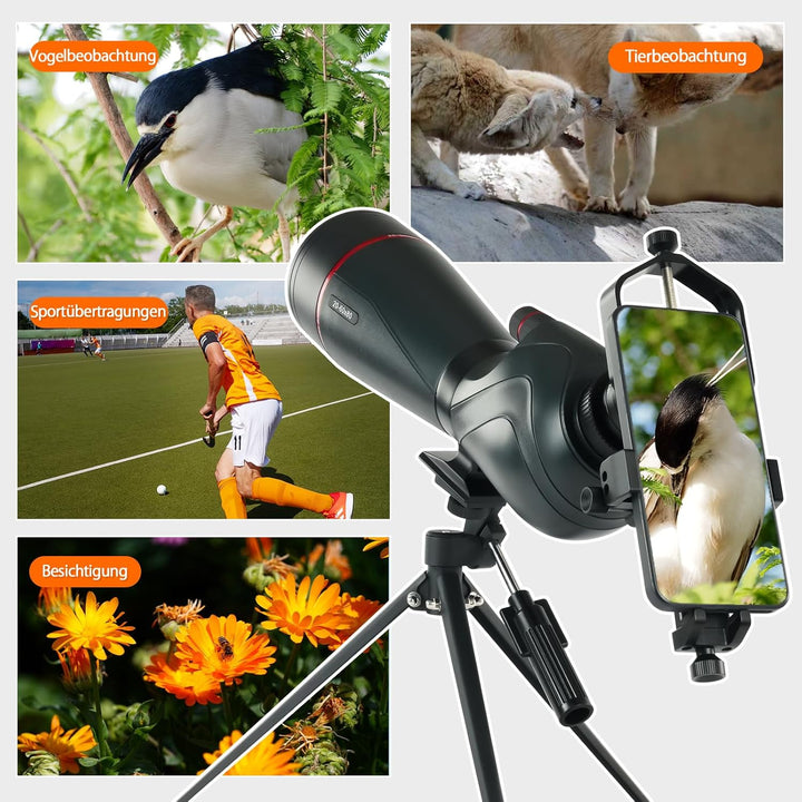 Svbony SV406 20–60x80 mm Spektiv mit Telefon Adapter, HD FMC BAK4 mit Dual Focus, 1.25'' Abnehmbares