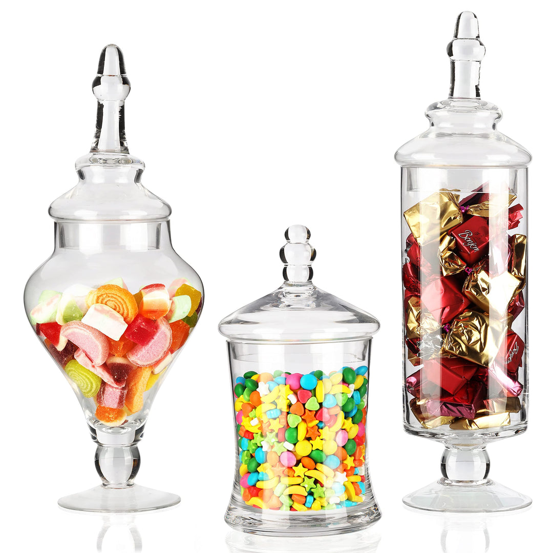 BELLE VOUS Süssigkeiten Glas mit Deckel Set im Viktorianischen Stil (3er Pack) Bonbonglas mit Deckel