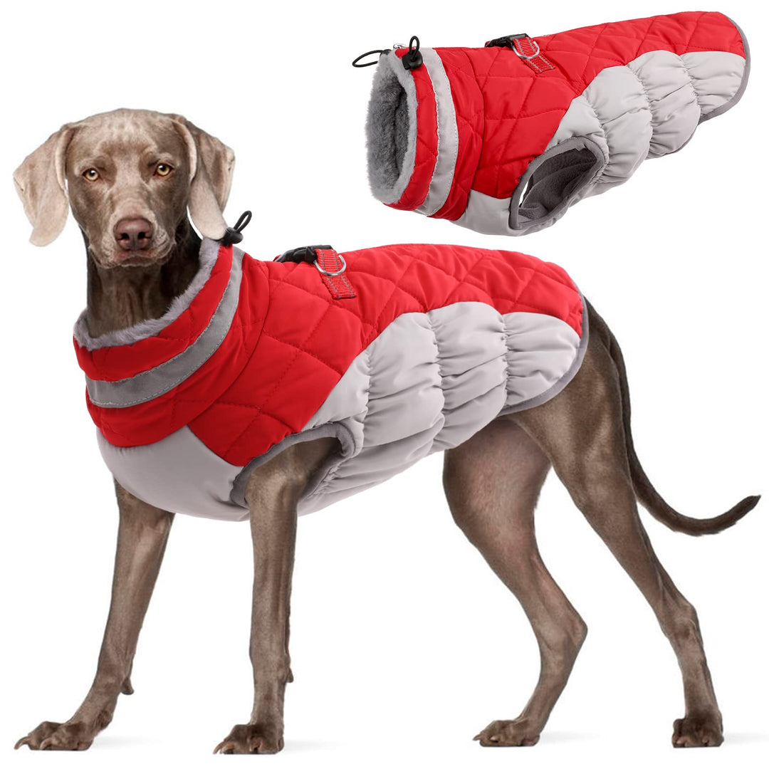 Kuoser Hundejacke Wintermantel für Grosse Hunde - Wasserdichte Winterweste Mit Geschirr - Warme Jack