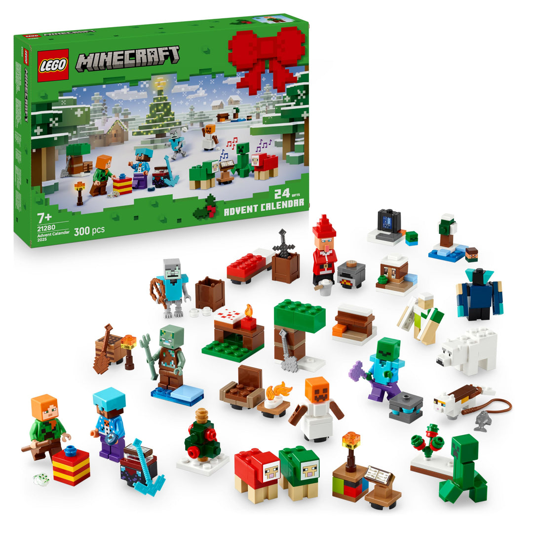 LEGO Minecraft Advent Calendar 2025 for 7+ Year Old Boys & Girls - Christmas Countdown Toy with 24 S