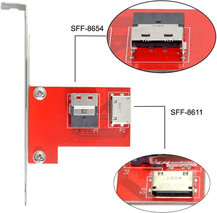 CY PCI-Express 4.0 Slimline SAS SFF-8654 auf Oculink SFF-8611 SFF-8612 PCBA Buchse Adapter mit Halte