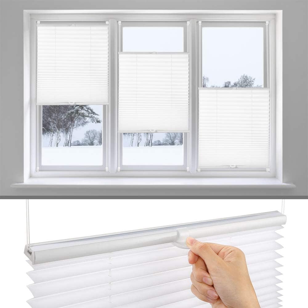 Plissee Weiss 40x130cm klemmfix ohne Bohren Easyfix für Fenster und Türen B40 x H130 cm Weiss, B40 x