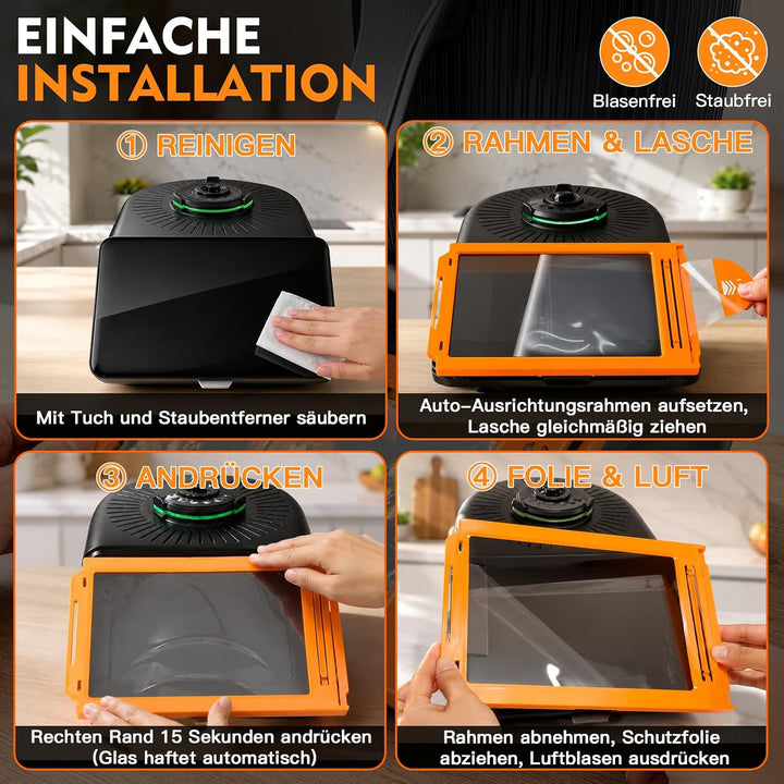 2 Stück Displayschutz für Thermomix TM7 Schutzfolie Zubehör Schutzglas mit Ausrichtrahmen für TM7, S