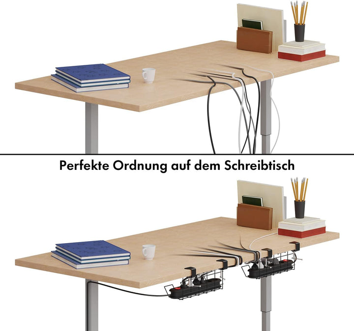 Scanfield Kabelmanagement Unter Tisch, 2er-Set Kabelkanal für Schreibtisch, Kabelmanagement Schreibt