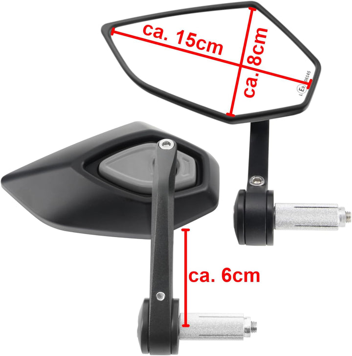 Area1 universal Motorrad Lenkerendenspiegel Rückspiegel Paar e-geprüft kompatibel mit Duke SMC/R MT0