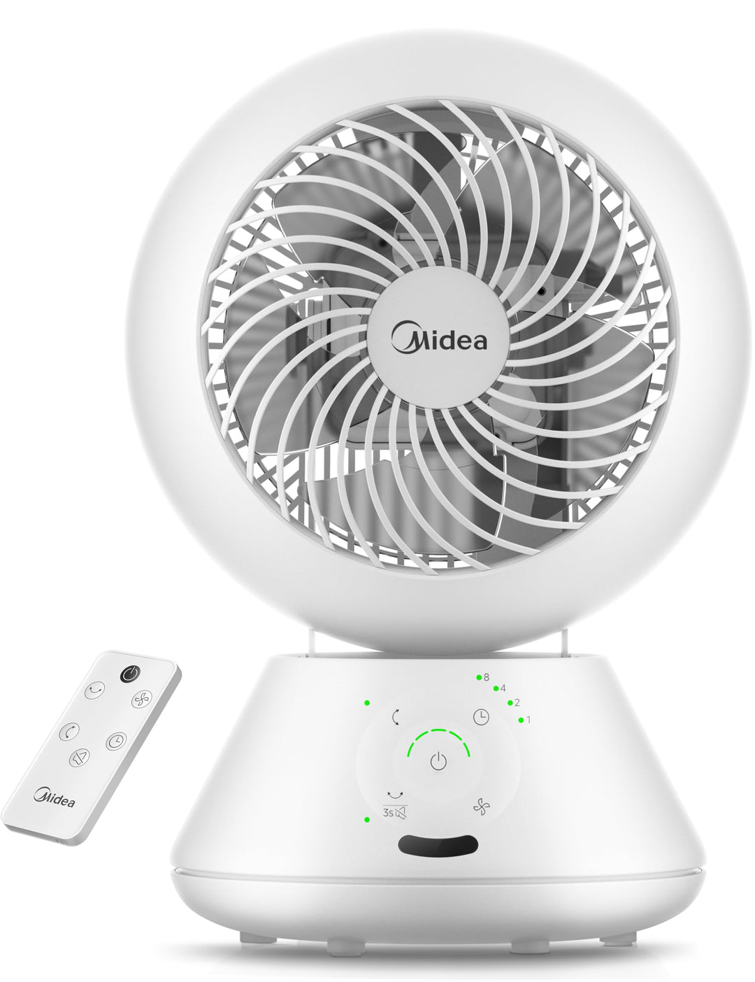 Midea MDF24JRW Tischventilator, 28 dB, Durchmesser 20 cm, für Luftzirkulation, Reichweite 18 m, Oszi