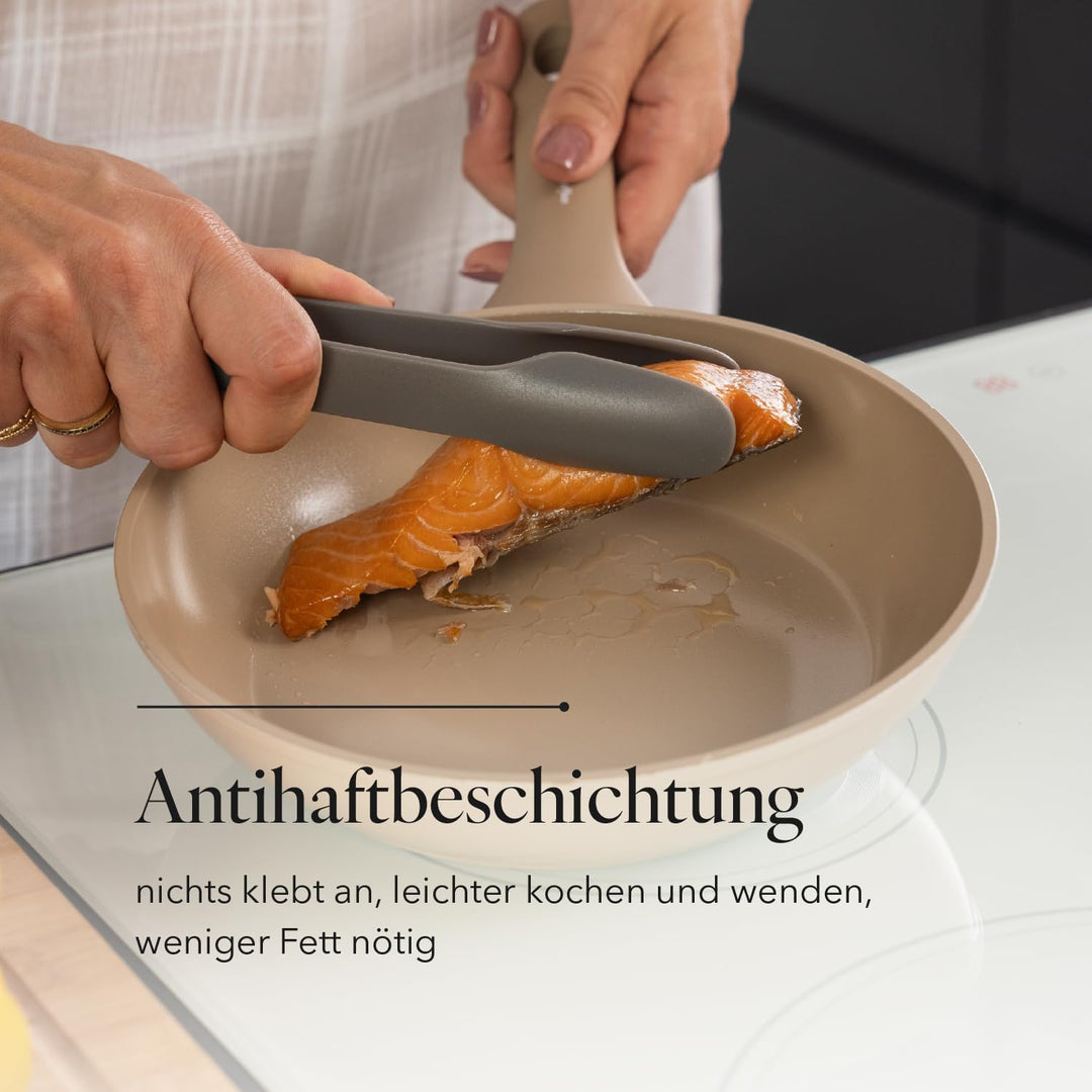 FLORINA Schmiedaluminium Pfanne MOKKA | Bratpfanne 20 cm mit Keramikbeschichtung | Für Induktions-,
