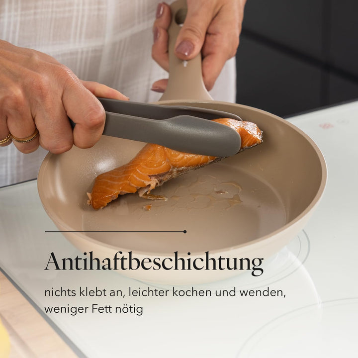 FLORINA Schmiedaluminium Pfanne MOKKA | Bratpfanne 20 cm mit Keramikbeschichtung | Für Induktions-,