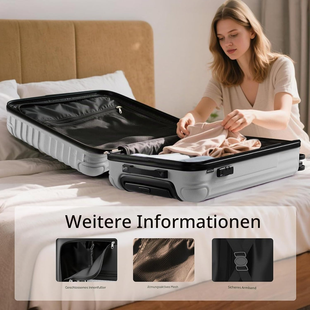 Voyager Kofferset 2-teilig S+M, Hartschalenkoffer mit 4 Rollen, Handgepäck &amp; mittelgrosser Reisekoff