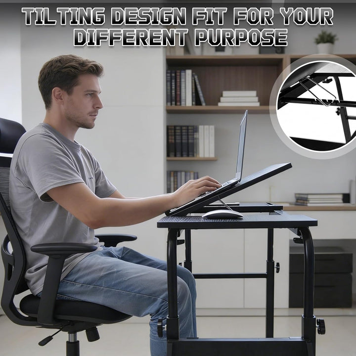 Überbetttisch mit Rollen, Pflegetisch Höhenverstellbar 60-90 cm, Breitenverstellbar 80-120 cm, mit n