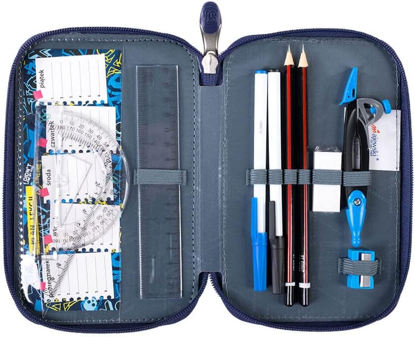 St. Right XXL Federtasche Federmappe Federmäppchen 46-teilig gefüllte Schüleretui 3-stöckig 19 x 13