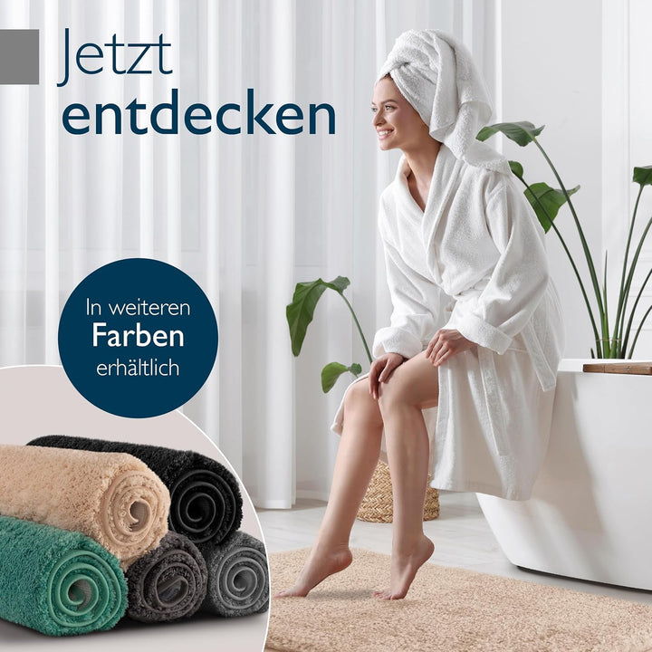 Beautissu Badematte rutschfest 100x60 cm – Duschvorleger Hochflor Badteppich rutschfest Waschbar Sha