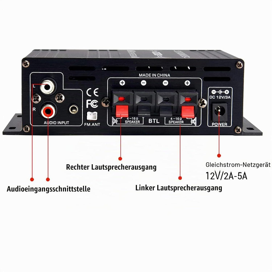 Bluetooth Verstärker HiFi Stereo Amplifier Max 800W- 2 Kanal Mini Audio Verstärker 40WX2 Class D Ver