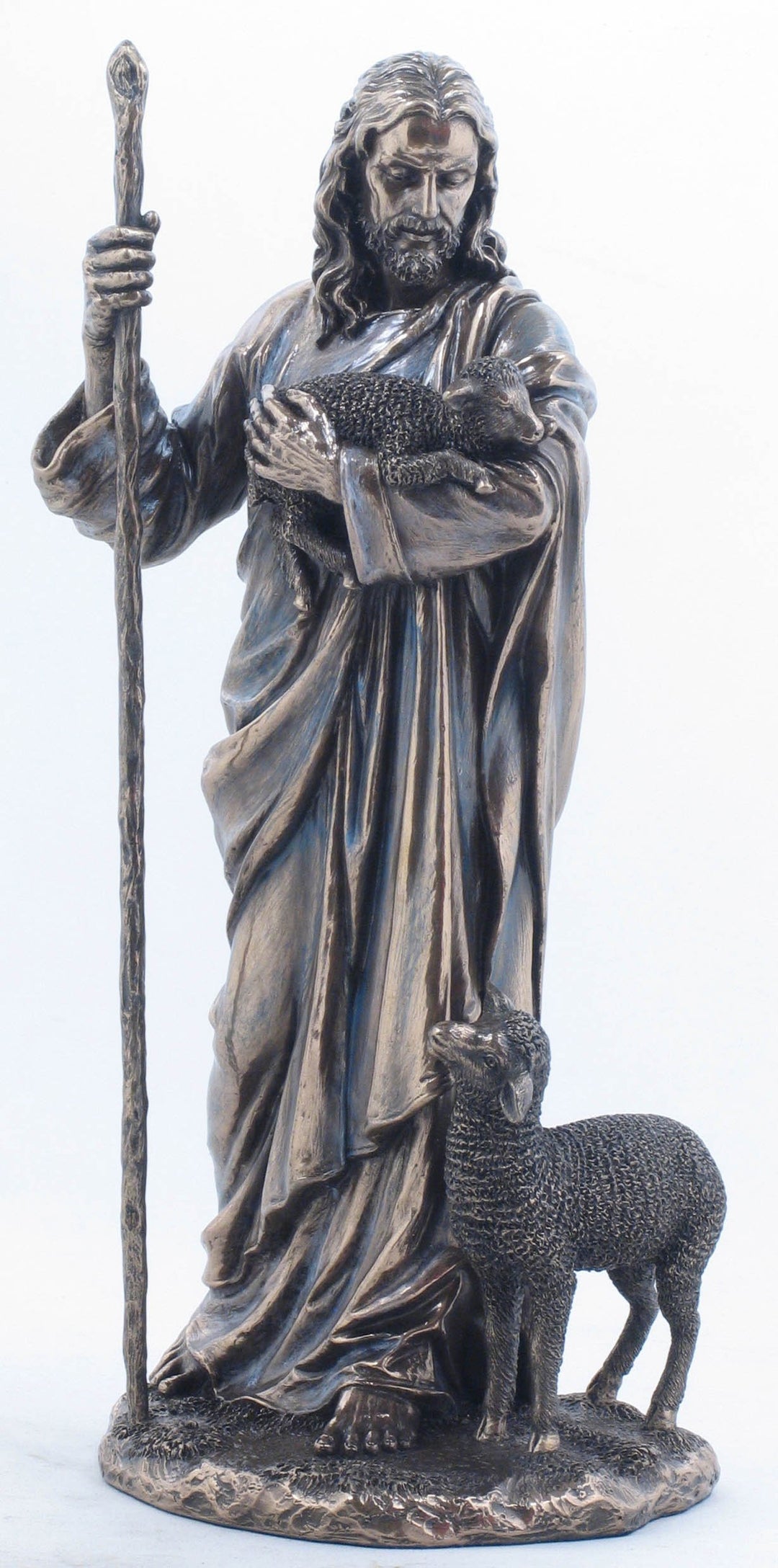 US 28,9 cm Jesus der Hirte mit Schaf 's kalt Cast Bronze Figur