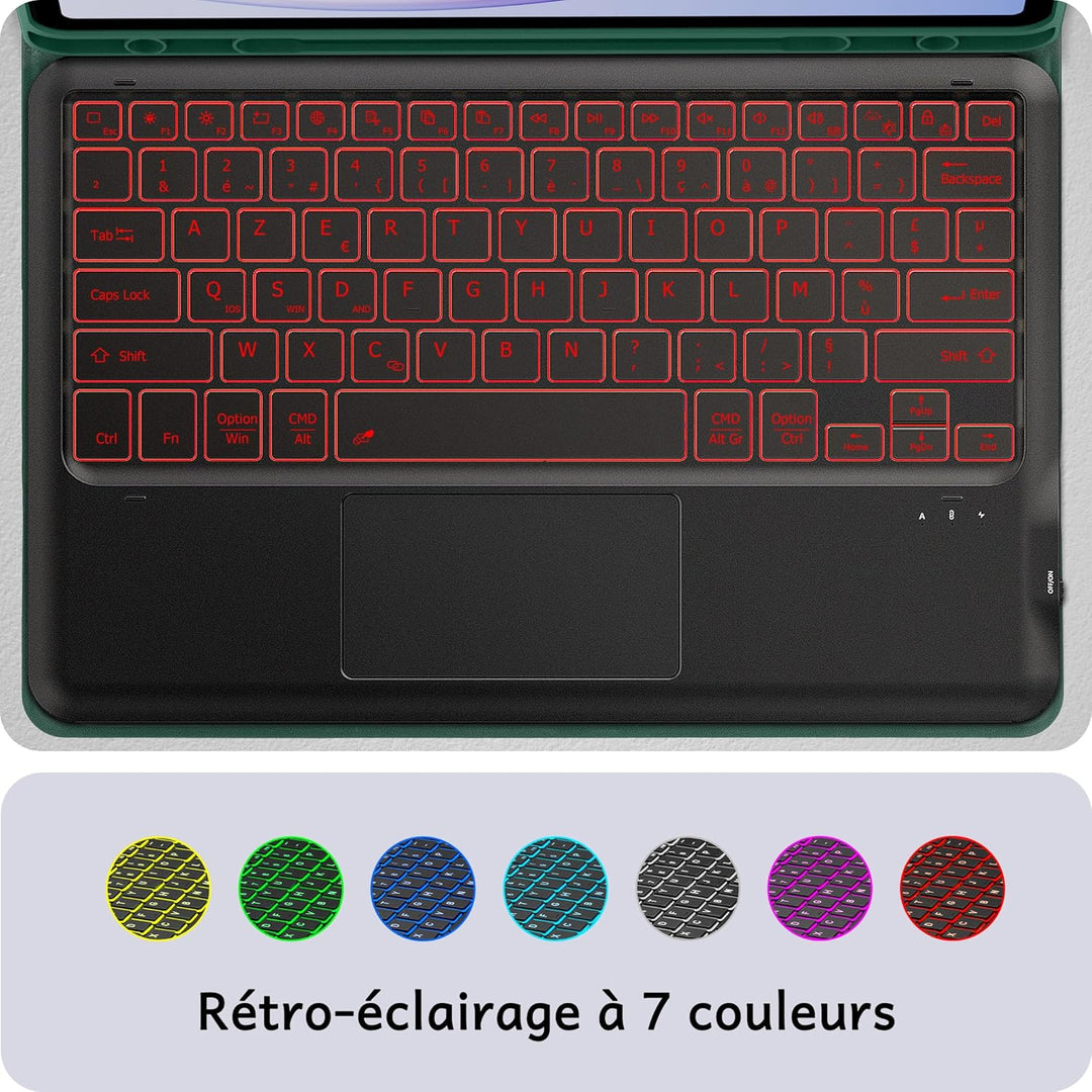 CACOE Hülle Tastatur Kompatibel mit Redmi Pad Pro 12.1 / Xiaomi Poco Pad 12.1 2024 mit Touchpad, 7-F