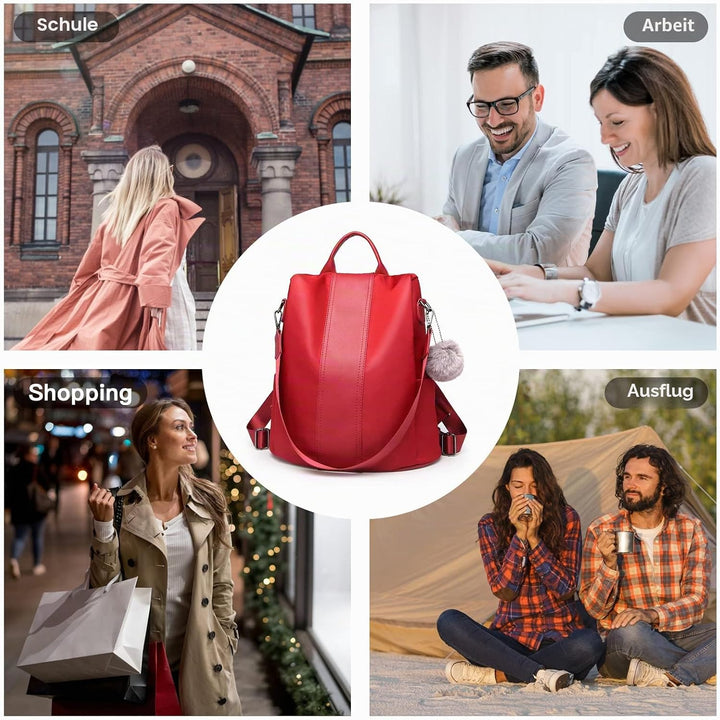 Miss Lulu Damen Rucksack Wasserdichte Nylon Schultaschen Anti-Diebstahl Tagesrucksack Schultertasche