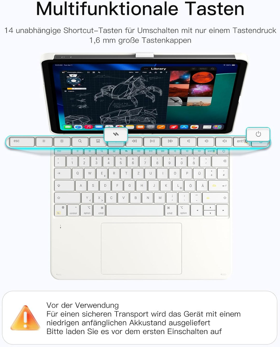 Inateck Tastatur Hülle Kompatibel mit iPad Air 13 Zoll (2025/2024),Tastatur für ipad Pro 12.9 Zoll 6