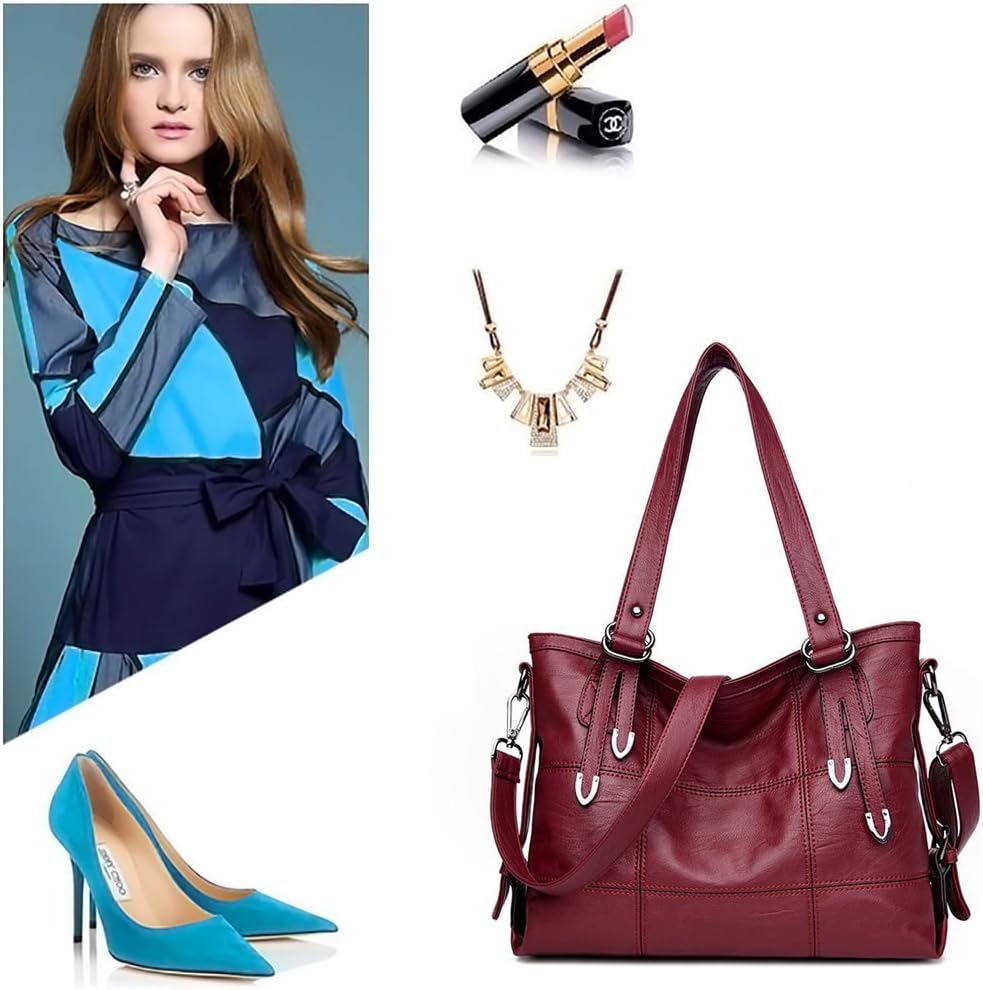 DEERWORD Damen Taschen Handtaschen Elegant Frau Schultertaschen Lack PU-Leder Henkeltaschen Weinrot,