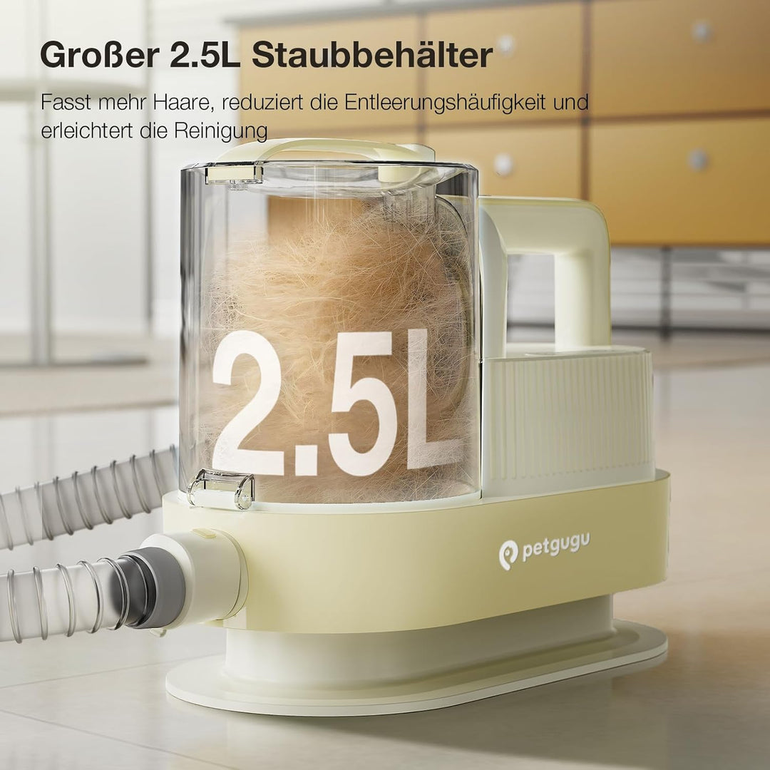 PETGUGU 7-in-1 Hundeschermaschine mit Staubsauger, Leise Fellpflegegerät für Hunde &amp; Katzen, Hundetr