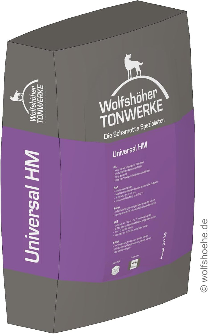 Feuerfester Haftmörtel Universal HM, 20 kg, Wolfshöher Tonwerke, Schamottemörtel hydraulisch abbinde