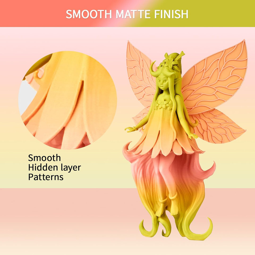 ERYONE Matte PLA 3D Drucker Filament 1.75mm, Matte Gradient Rainbow PLA, Massgenauigkeit +/- 0.03 mm