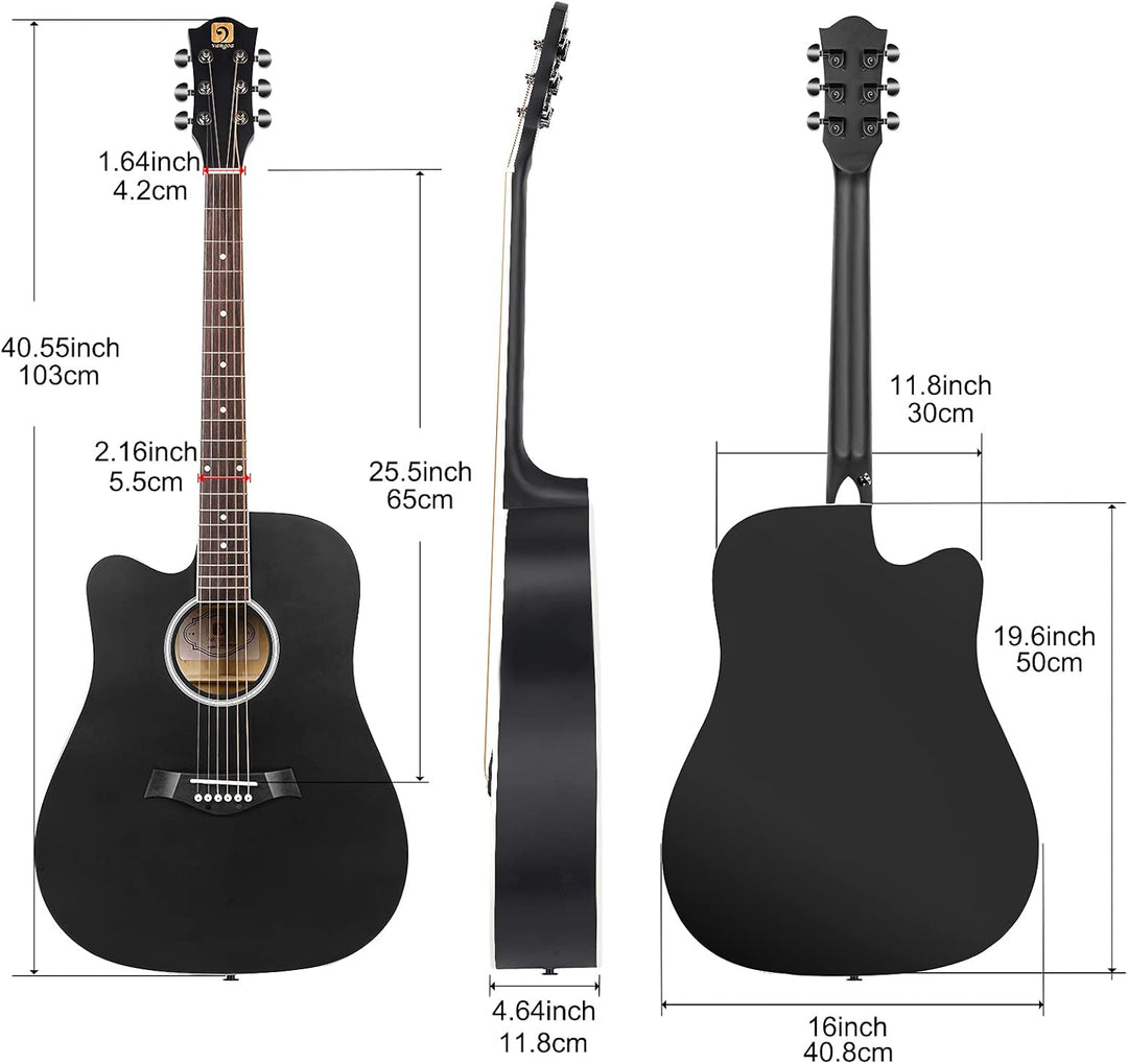 Vangoa Linkshänder Akustik Gitarren 4/4 Anfänger Einsteiger Erwachsene Akustikgitarre Set Cutaway Gi