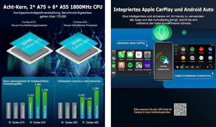 Erisin 7 Zoll 8-Kern 6GB RAM 128GB ROM Android 14 Autoradio Bluetooth GPS Navi Für Opel Astra H Cors