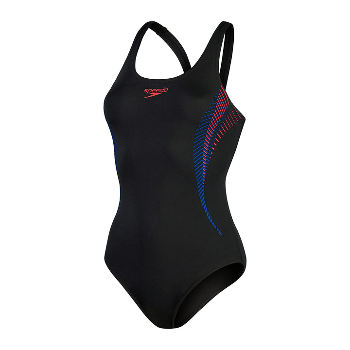 Speedo Damen Schwimmanzug Eco Endurance+ 40 Black,-fed Red-chroma, 40 Black,-fed Red-chroma