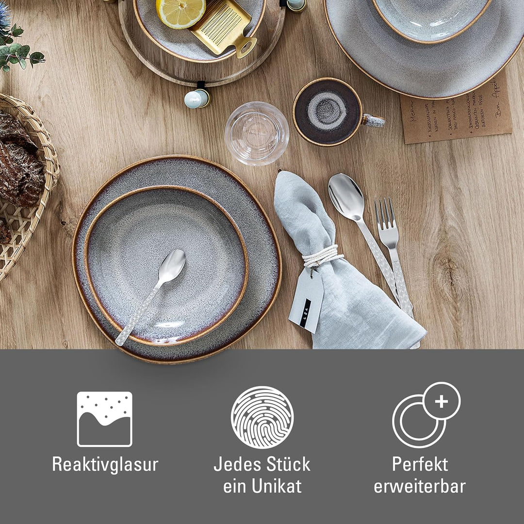 like. by Villeroy & Boch - Lave beige Geschirr Set aus Steingut, 6tlg., Pottery Look, Frühstückservi