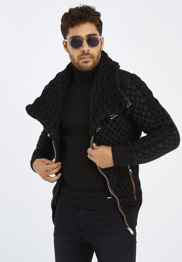 Leif Nelson Herren Strickjacke mit Reissverschluss in Regular Fit, Männer Cardigan in Langarm Design