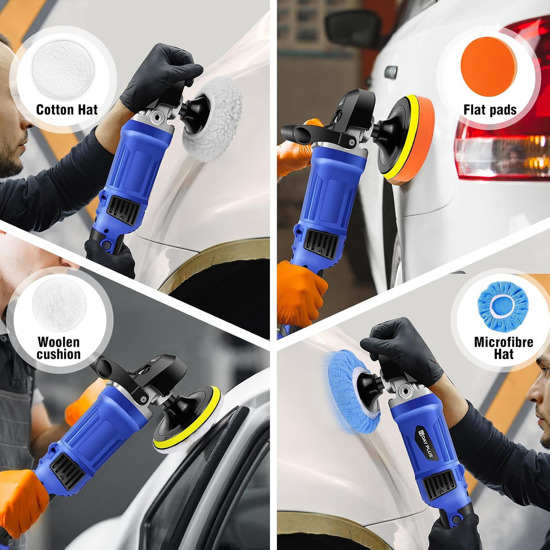 1400W Auto Poliermaschine, 6 Variable Geschwindigkeit, mit 127mm/152mm/178mm Polierschwamm, zum Poli