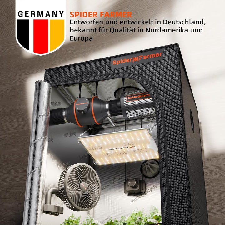 Spider Farmer SF1000D Growbox Komplettset LED Grow Lampe Vollspektrum Samsung LM301B LEDs Growzelt K