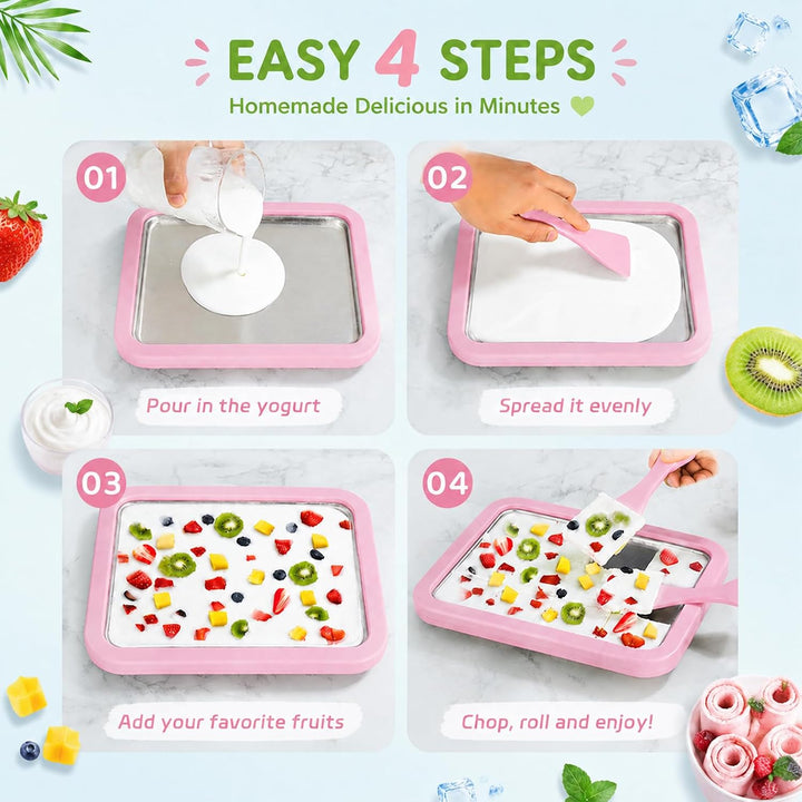 Eisplatte zum Eis Machen, Kommt mit 2 Spateln Ice Cream Machine, Ice Rolls Maschine, Eisenrollmaschi