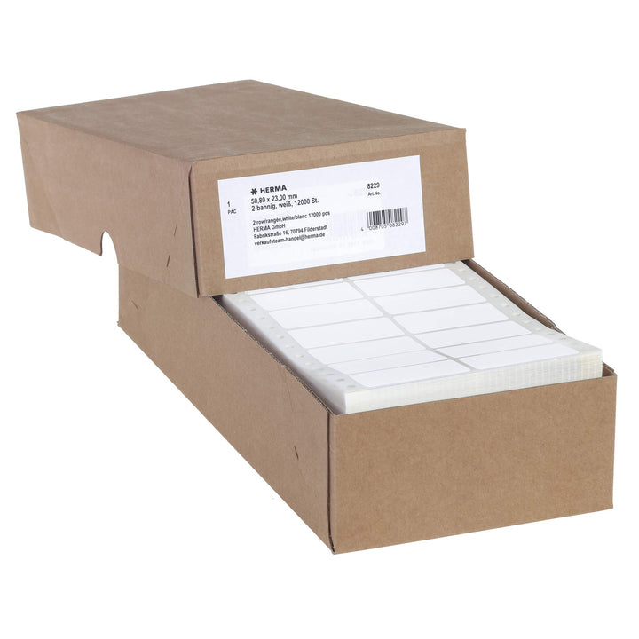 HERMA 8229 Computeretiketten endlos, 50,8 x 23,0 mm, 2-bahnig, 12000 Aufkleber, selbstklebend, Endlo