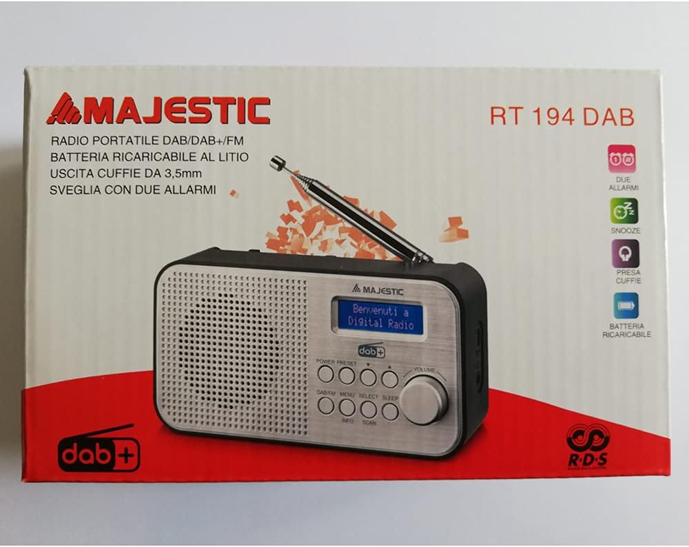 Majestic RT 194 DAB - Tragbares DAB/DAB+/FM LCD-Display, wiederaufladbarer Akku, Kopfhörerausgang, Z