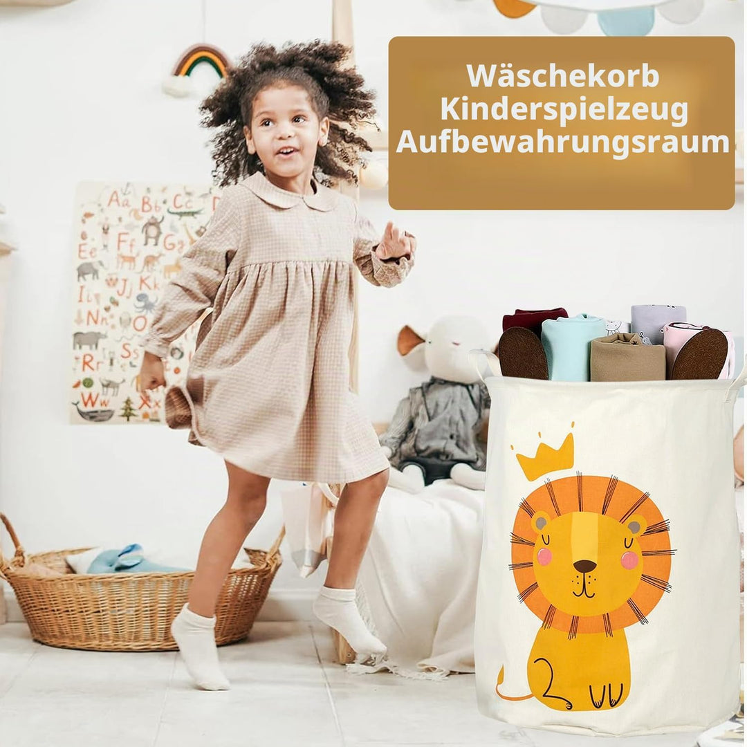 Wäschekorb Kinderzimmer Aufbewahrungskörbe, HOMURY Wäschekorb Faltbar für Kinderzimmer Leinen Faltba