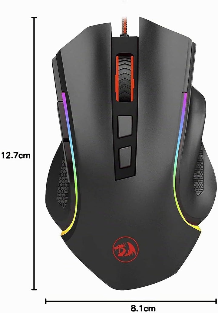 Redragon M607 Griffin Gaming Mouse, Pixart PMW3212 7200 DPI Optical Sensor, RGB Customizable Lightin