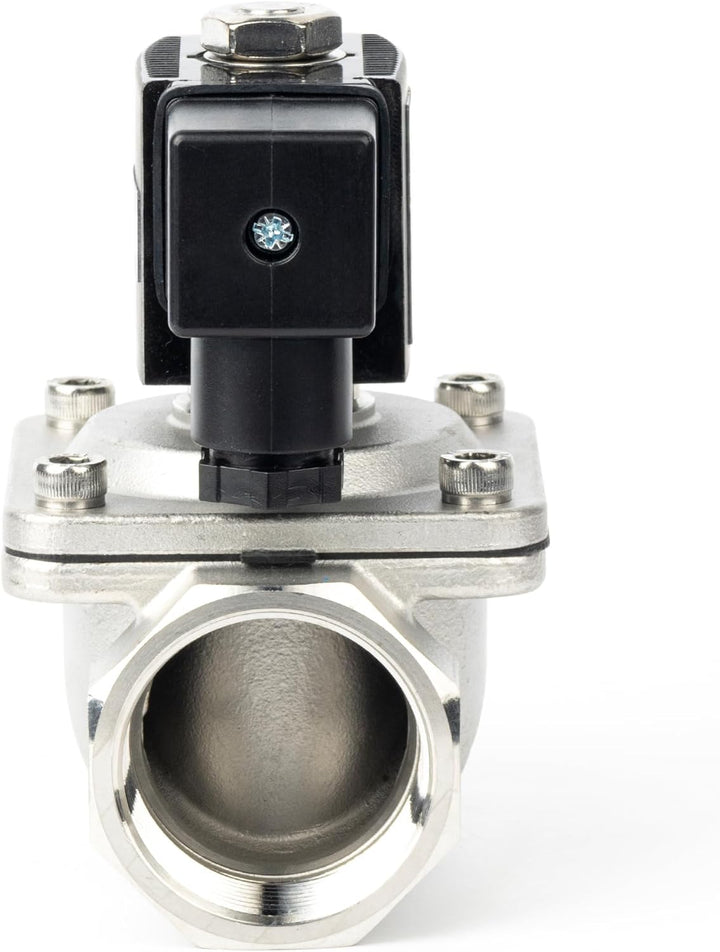 U.S. Solid 1-1/4" Magnetventil - Edelstahl DC 12V mit Viton-Dichtung, stromlos geschlossen, Anschlus