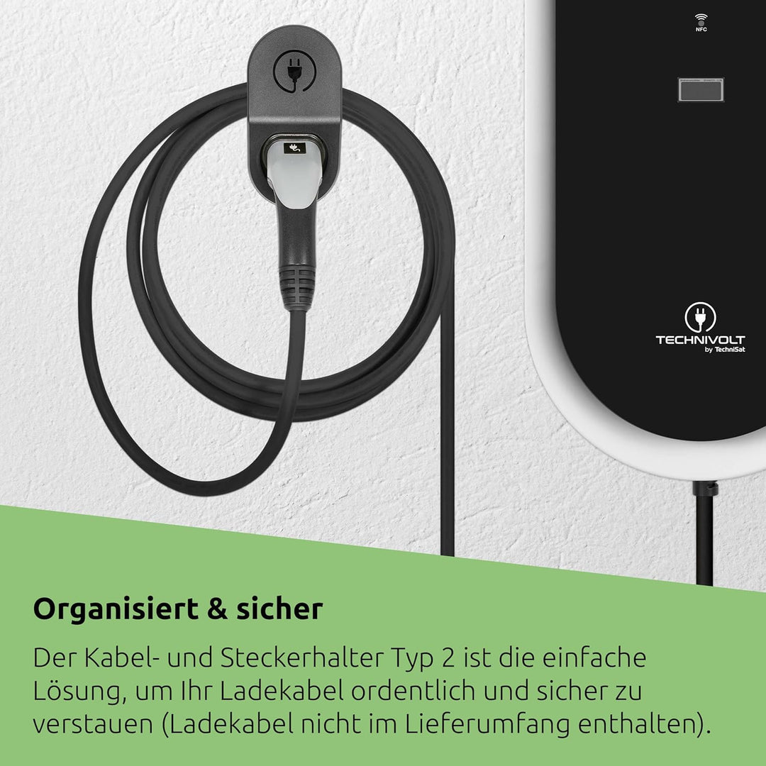 TechniSat TECHNIVOLT Kabel- und Steckerhalter Typ 2 (Wandhalterung für Ladekabel, Kabelaufhängung un