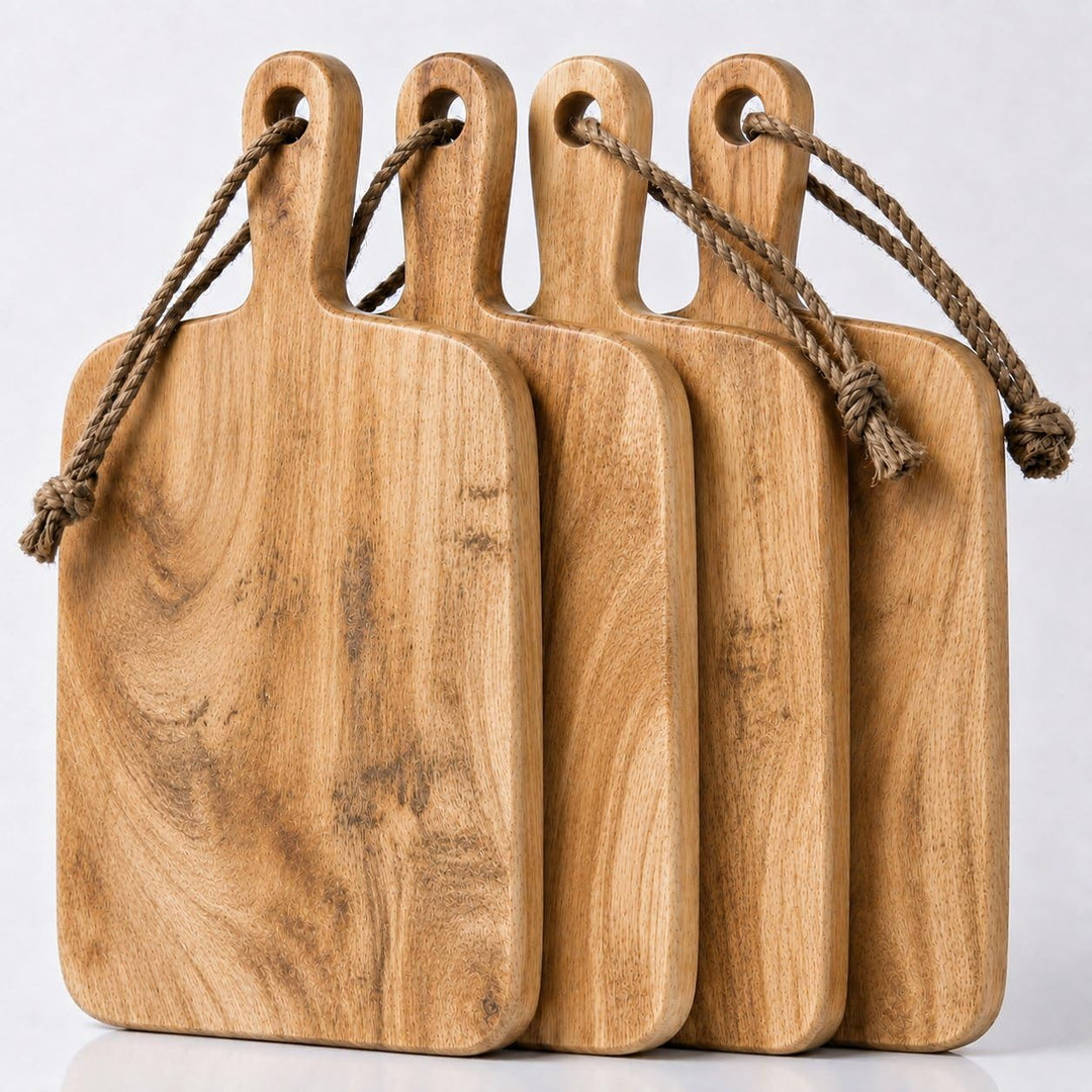 Stilvolle mini Holz-Servierbretter mit Griff und Aufhängung, 19 x 10 x 1,8 cm, für Tapas, Snacks, Ge