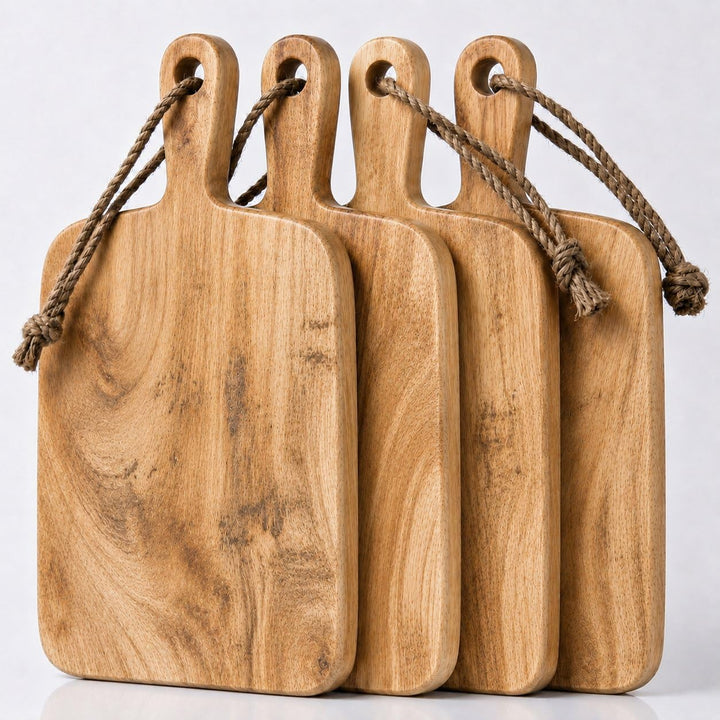 Stilvolle mini Holz-Servierbretter mit Griff und Aufhängung, 19 x 10 x 1,8 cm, für Tapas, Snacks, Ge