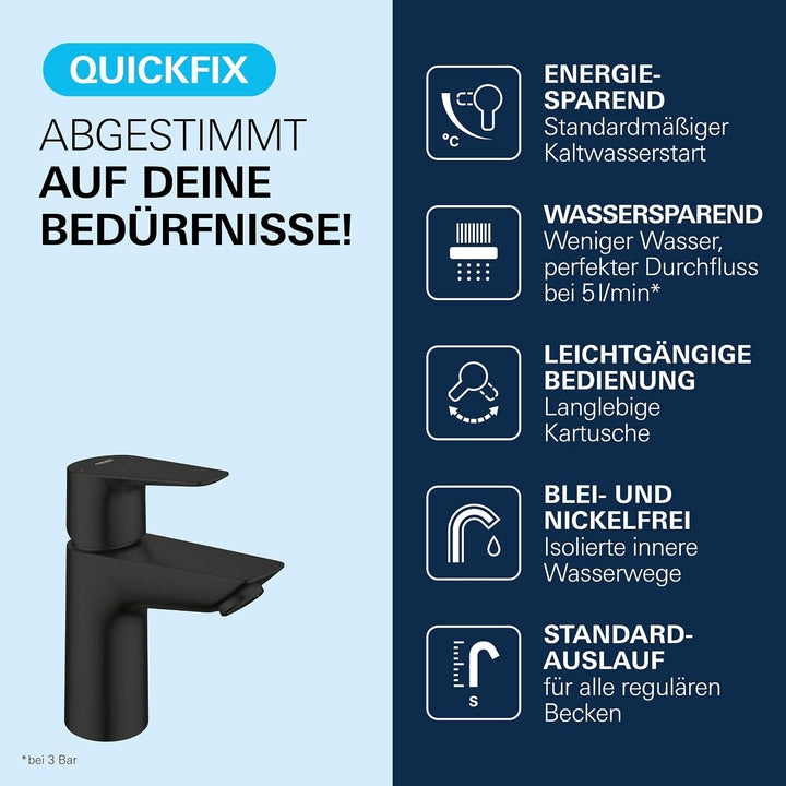 GROHE StartEdge, energiesparende Waschtischarmatur, Kaltwasser in Mittelstellung (Wasserhahn für das