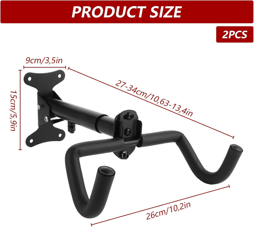 WOPPLXY 2 Stück Fahrrad Wandhalterung, Winkel und Wandabstand Einstellbar Fahrradhalterung Wand, Sch