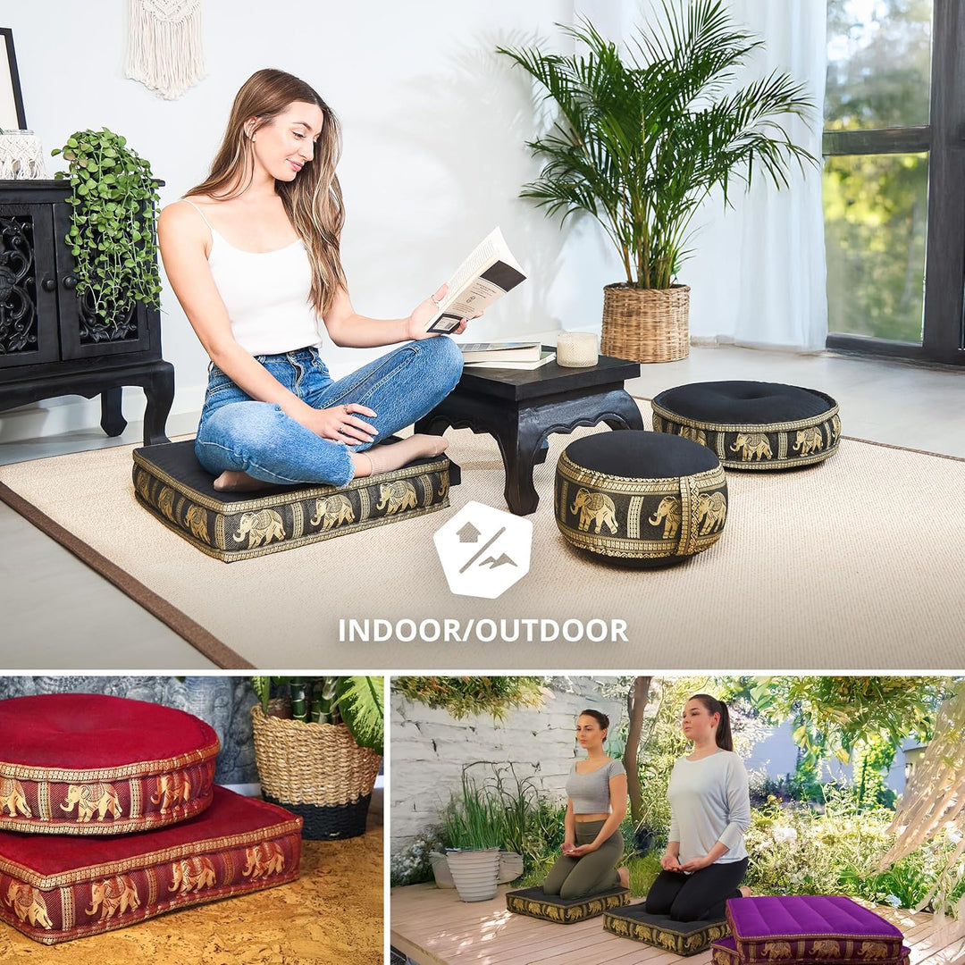 Livasia Sitzkissen Boden Thaiseide, Bodenkissen Indoor/Outdoor, Meditationskissen Yogakissen, Stuhla