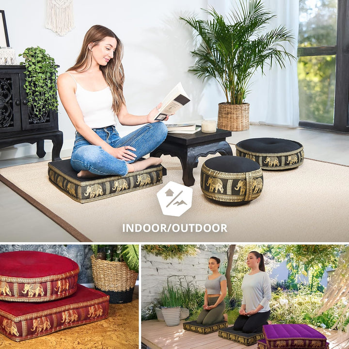 Livasia Sitzkissen Boden Thaiseide, Bodenkissen Indoor/Outdoor, Meditationskissen Yogakissen, Stuhla