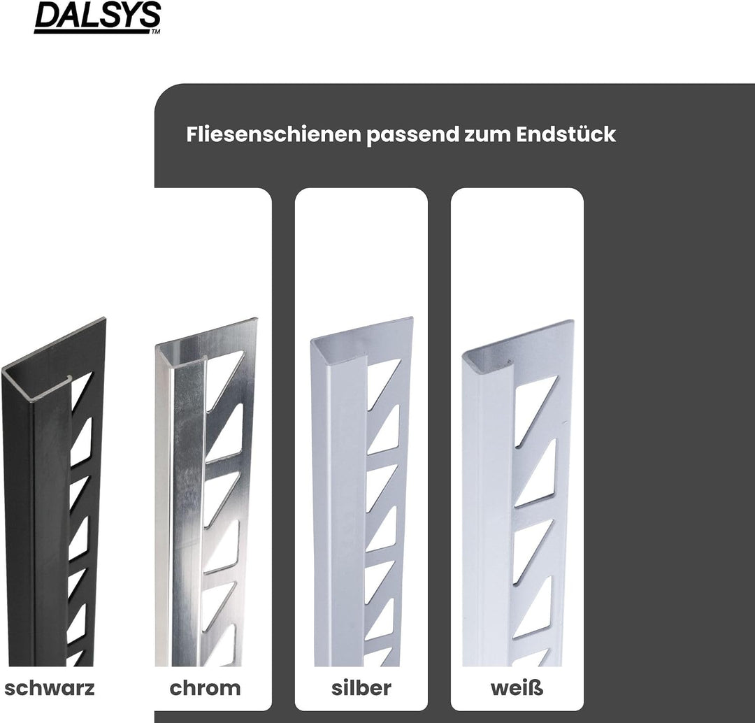 5x Endstück für Fliesenschiene 12,5mm Quadratprofil Aluminium (eloxiert) Weiss, Fliesenprofil Höhe 1