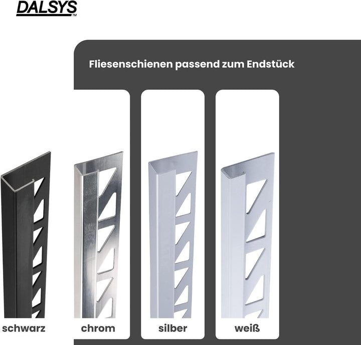 5x Endstück für Fliesenschiene 12,5mm Quadratprofil Aluminium (eloxiert) Weiss, Fliesenprofil Höhe 1