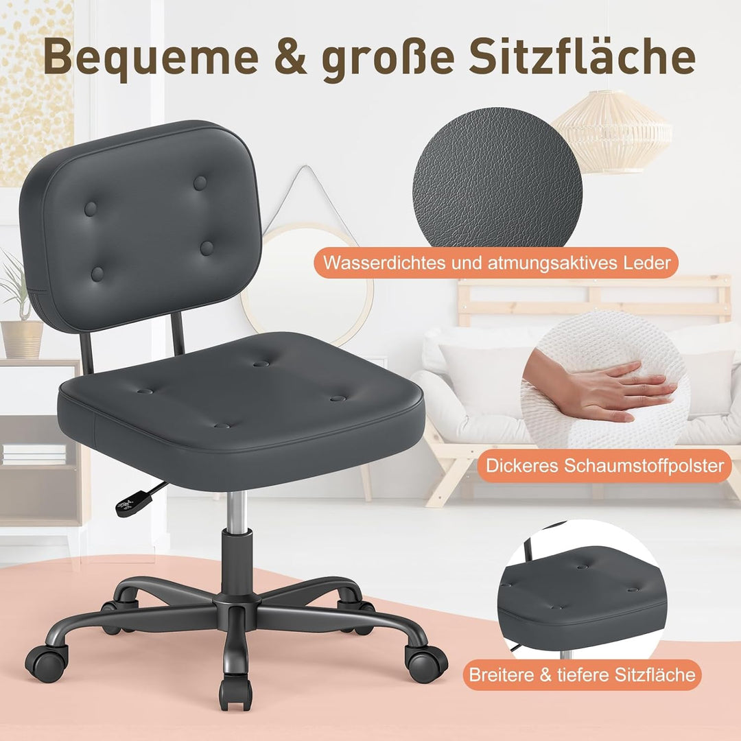 AnyGod Bürostuhl ohne Armlehne, höhenverstellbarer Drehstuhl mit Rollen, Schreibtischstuhl aus Kunst